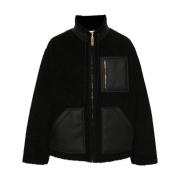 Shearling Panel Rits Jas Moschino , Black , Heren