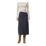 Donkergrijze Organische Katoenen Pencil Rok Closed , Gray , Dames