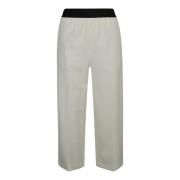 Witte Wide-Leg Cropped Broek Stella McCartney , White , Dames