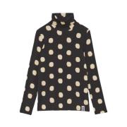 Polka Dot Coltrui T-shirt Ottod'Ame , Black , Dames