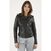 Zwarte Lam Leren Jas La Canadienne , Black , Dames