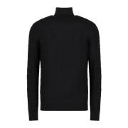 Zwarte Sweater Logo Geribbelde Zoom Emporio Armani , Black , Heren