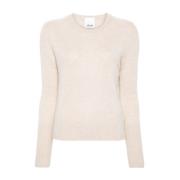 Kasjmier Gebreide Trui Ronde Hals Allude , Beige , Dames