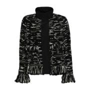 Zwart Tweed Blouson Jas Sacai , Black , Dames