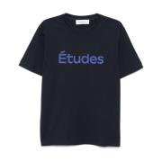 Blauw Logo Print Korte Mouw Tee Études , Blue , Heren