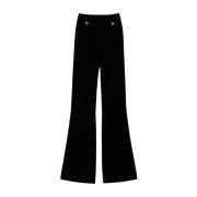 Flare Gebreide Broek met Ovale Knopen Twinset , Black , Dames