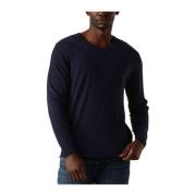 Heren V-hals Pullover Trui Profuomo , Blue , Heren