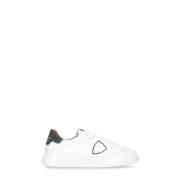 Witte Leren Sneakers met Logodetails Philippe Model , White , Heren