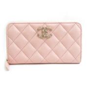 Pre-owned Leather wallets Chanel Vintage , Pink , Dames