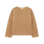 Gebreide Oversized Trui Ronde Hals Lange Mouwen Loulou Studio , Beige ...