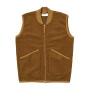 Wol Fleece Rits Vest Universal Works , Brown , Heren