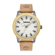 Quartz Herenhorloge, Leren Horlogeband, Zilver/Bruin Timberland , Gray...