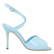 Leather sandals Manolo Blahnik , Blue , Dames