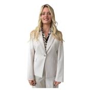 Stretch Blazer met Revers en Zakken Liu Jo , Beige , Dames