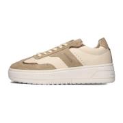 Beige Leren Lage Sneakers Haboob , Beige , Dames