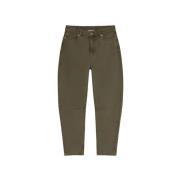 Donkere Olijf Bananenbeen Jeans Halfboy , Green , Dames