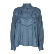 Elegante Vintage-stijl Blauwe Overhemd Lollys Laundry , Blue , Dames