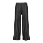 Zwarte Crop Leren Palazzo Broek Jijil , Black , Dames