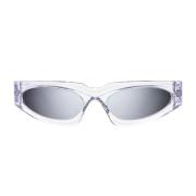 Kristal Ovale Zonnebril met Zilveren Lens Kuboraum , Gray , Dames