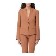 Slim Fit Blazer met V-hals en knoopsluiting Liu Jo , Brown , Dames