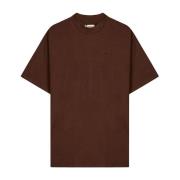 Geborduurd crew neck t-shirt regular fit Haikure , Brown , Heren