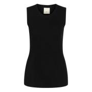 Mouwloze Merinowol Gebreide Top Heartmade , Black , Dames