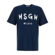 Stijlvol Navy Blue Katoenen T-Shirt Msgm , Blue , Heren