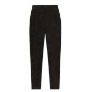 Zwarte Corduroy Broek met Voorplooi Dolce & Gabbana , Black , Heren