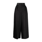 Zwarte Linnen Broek Maison Margiela , Black , Dames