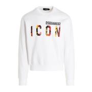 Logo Bedrukte Crewneck Sweatshirt Dsquared2 , White , Heren