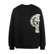 Zwarte Ronde Logo Sweatshirt Katoenen Hoodie Just Cavalli , Black , He...