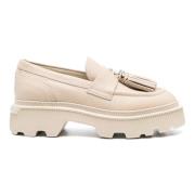 Roze Leren Loafers Platte Casual Stijl Santoni , Pink , Dames