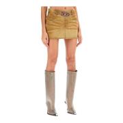 Denim Mini Rok met Oval D Effect Diesel , Beige , Dames