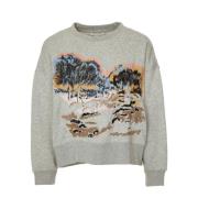 Elegant Geborduurd Sweatshirt Munthe , Gray , Dames