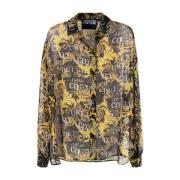 Zwarte longsleeve logo couture shirt Versace Jeans Couture , Multicolo...