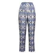 Blauwe Zijden Casual Broek Lorena Antoniazzi , Blue , Dames