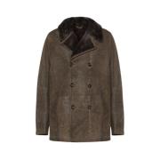 Zachte Suède Shearling Jas Gimo's , Green , Heren