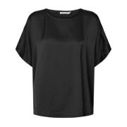 Zwarte korte mouwen blouse Serena Rabens Saloner , Black , Dames