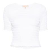 Geruite Georgette T-Shirt Michael Kors , White , Dames