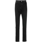 Zwarte Acid Wash Skinny Denim Jeans Balmain , Black , Heren