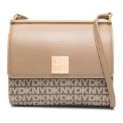 Beige Leren Crossbody Tas Dkny , Beige , Dames