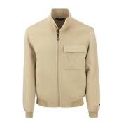 Dubbelwollen Jack met Rits Paltò , Beige , Heren