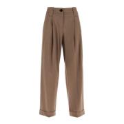 Hoge Taille Wijde Broek Ganni , Brown , Dames