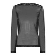 Elegante Zwarte Mesh Blouse Bruuns Bazaar , Black , Dames