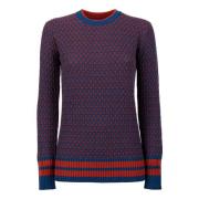 Blauwe crew-neck voor dames met tweekleurig motief Gallo , Multicolor ...