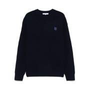 Navy Blue Fox Head Sweater Maison Kitsuné , Blue , Heren