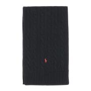 Geborduurde Wollen Sjaal Polo Ralph Lauren , Black , Heren