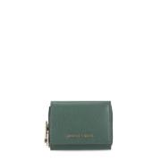 Groene Leren Portemonnee met Metalen Logo Michael Kors , Green , Dames