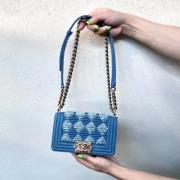 Pre-owned Leather chanel-bags Chanel Vintage , Blue , Dames