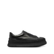 Zwarte Leren Elegante Sneakers Jil Sander , Black , Dames